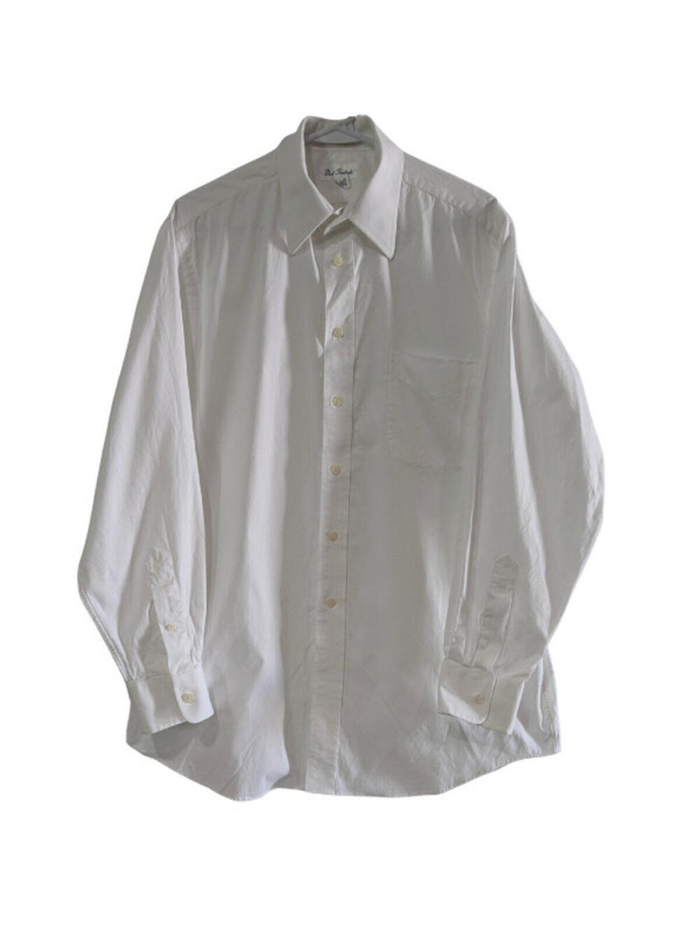 Paul Fredrick Men's 80's Two Ply Pinpoint Oxford Dress Shirt, White, 15-1/2-34